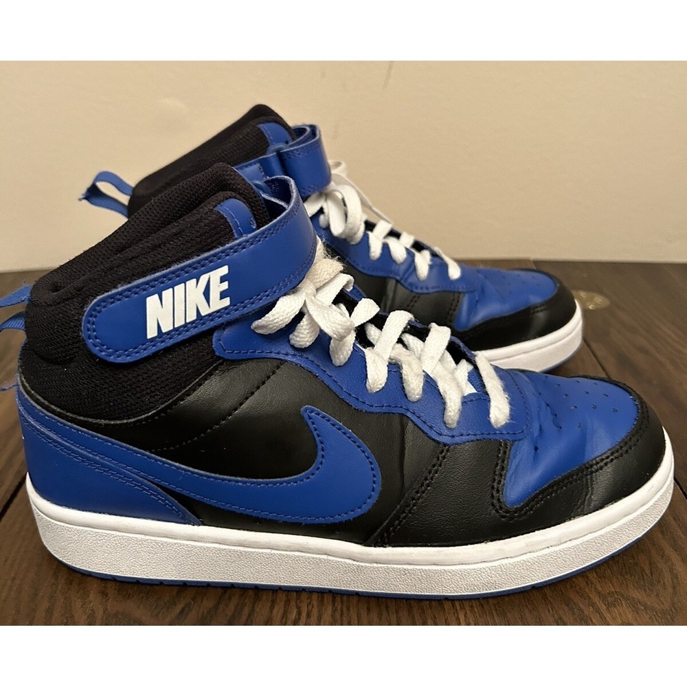 Nike Court Borough Mid 2‎ Black Royal Blue Size 6.5Y (DM8872-001) Youth